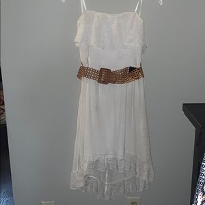 White strapless dress with belt